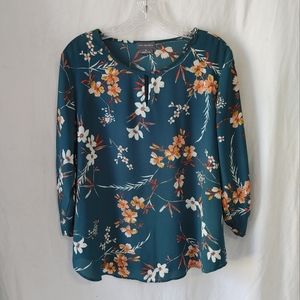Van Heusen 3/4 Sleeve Floral Blouse